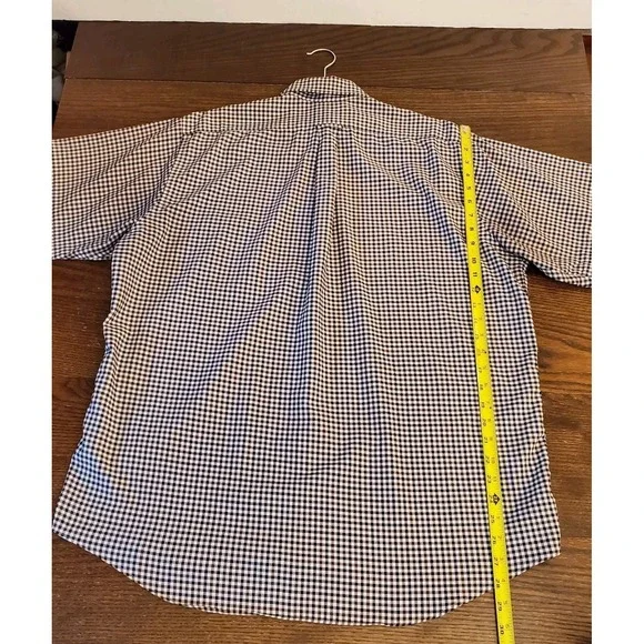 IZOD Short Sleeve Button Down Shirt L Club Check Design Coastal Classic w/Pocket - Picture 5 of 13